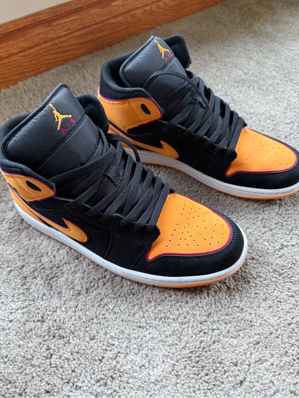Nike Air Jordan 1 Mid - Black & Orange with Pink Accents